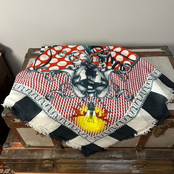 Christian Louboutin Multicolor Modal/Cashmere Shawl Scarf Large Wrap - Picture 3 of 9